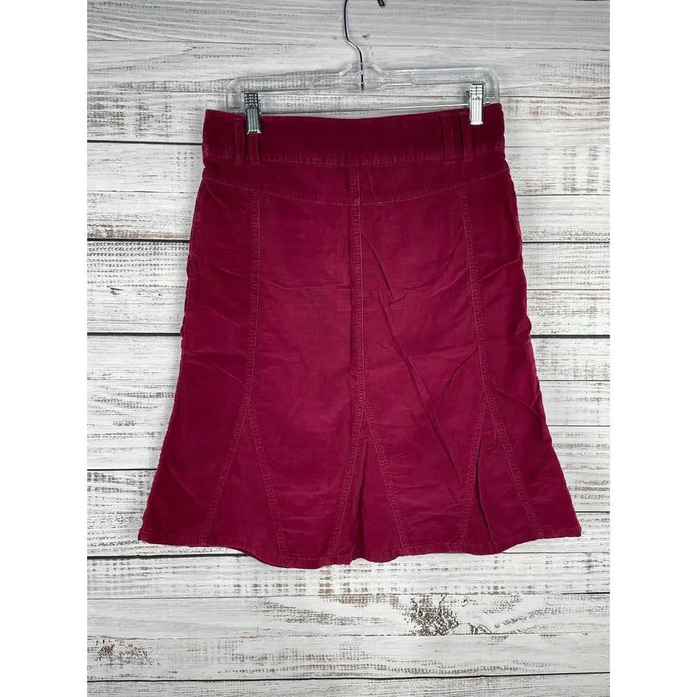 Vintage Maurices Corduroy Skirt Knee Length Denim Small Red Burgundy Y2K 2000s